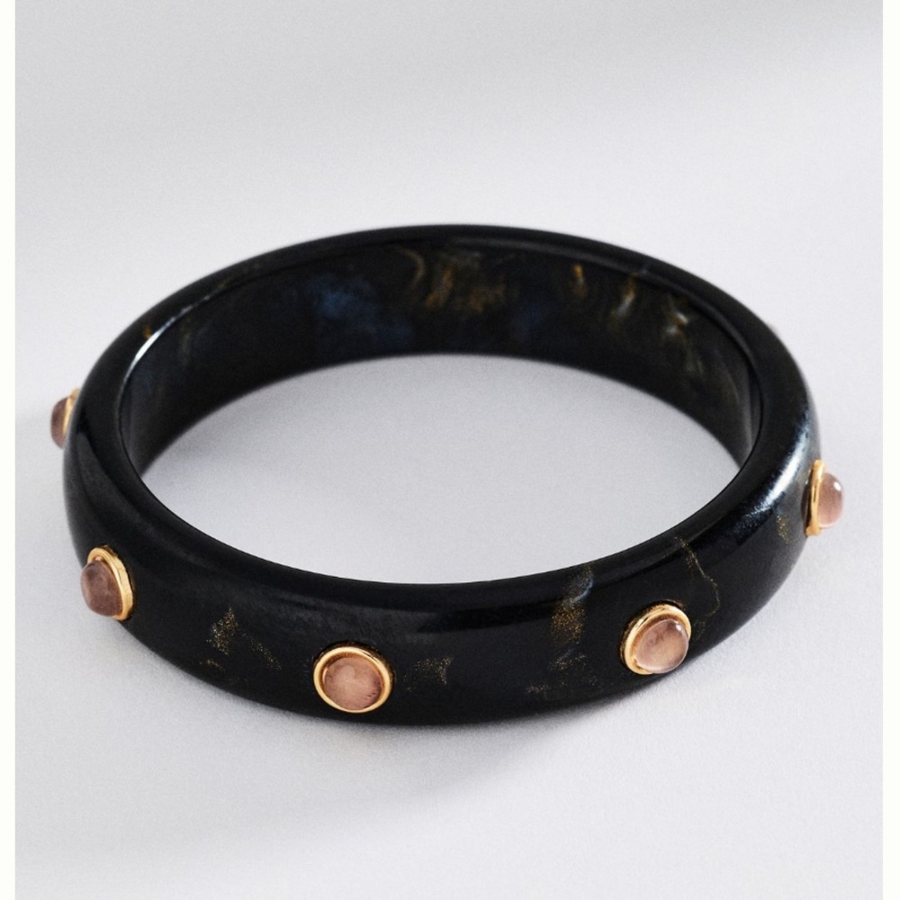 Anthropologie Resin Stone Bangle Bracelet Red or Black or Ivory NWT